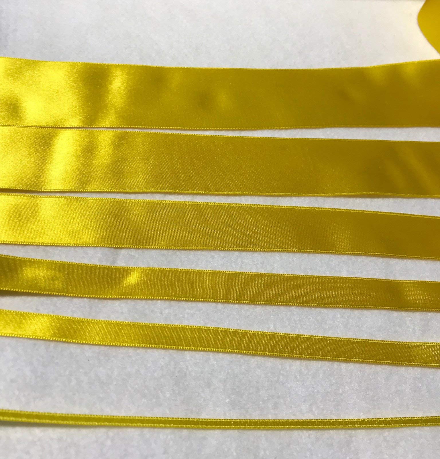 Bright Yellow Double Sided Satin Ribbon 3 Yards - 6 Width Options - Made in France - Perfect for Gift Wrapping, DIY Crafts & Wedding Decorations