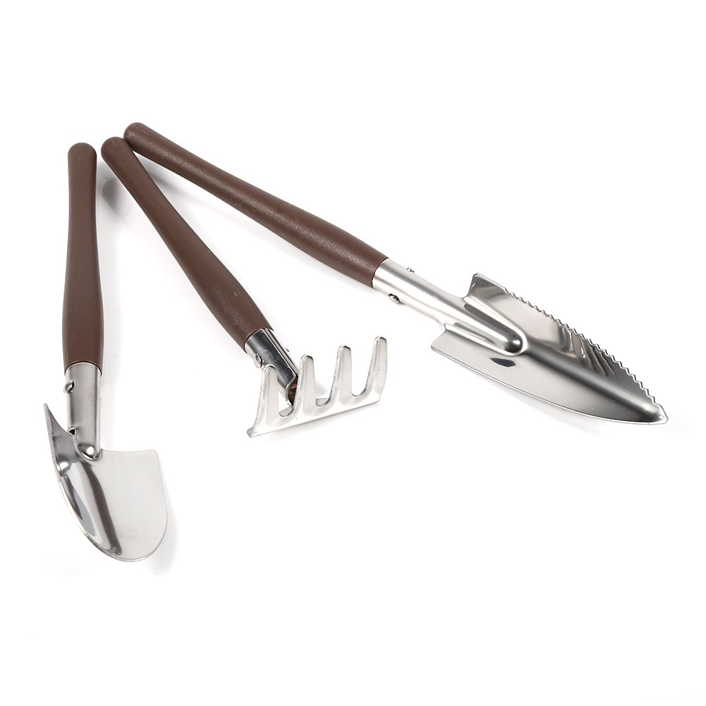 Stainless Steel Gardening Tool Set with Plastic Handle - Shovel, Spade, Rake for Kids & Adults - Perfect for Mini Garden Planting, Yard Work & Outdoor Play