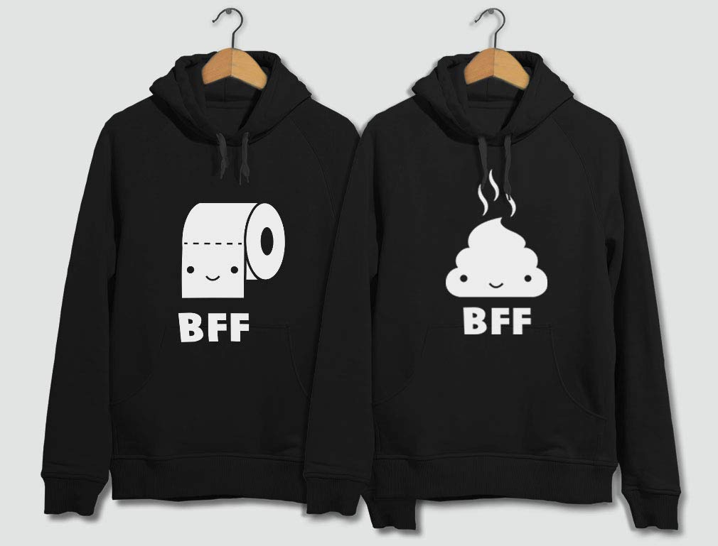 BFF Matching Hoodies - Funny Best Friends Set with Poop & Toilet Paper Design | Cute Couple Outfits for Besties, Sisters & Couples | Perfect for Birthdays, Christmas & Friendship Gifts
