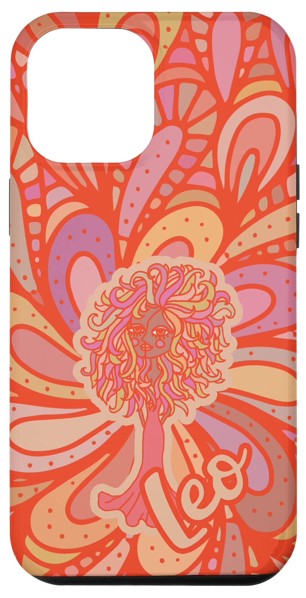 iPhone 12 Pro Max Case - Leo Mandala Design in Pink & Orange with Zodiac Symbol | Protective Phone Cover for Women | Perfect for Daily Use, Travel & Gift Giving
