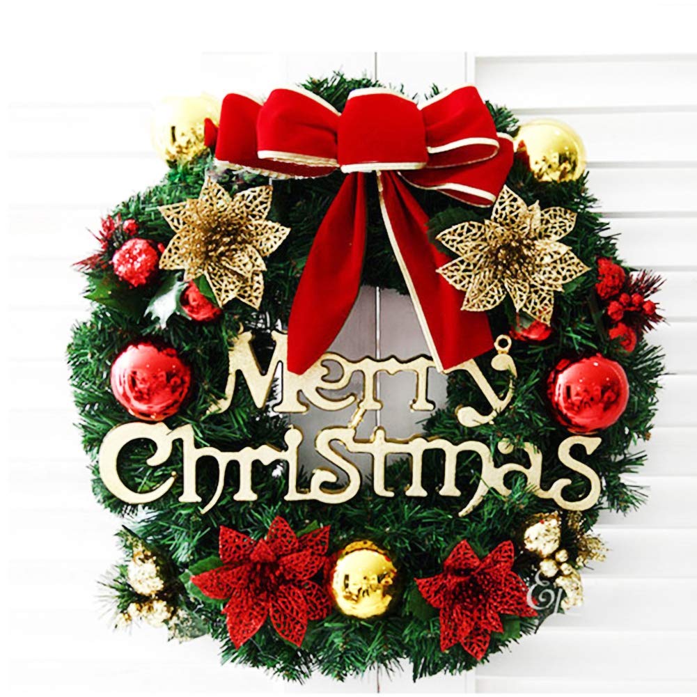 12 Inch Christmas Wreath with Bells & Bows - Artificial Holiday Garland for Front Door, Wall Hanging Decor - Perfect for Indoor & Outdoor Christmas Decoration, Home, Office, and Party Decor