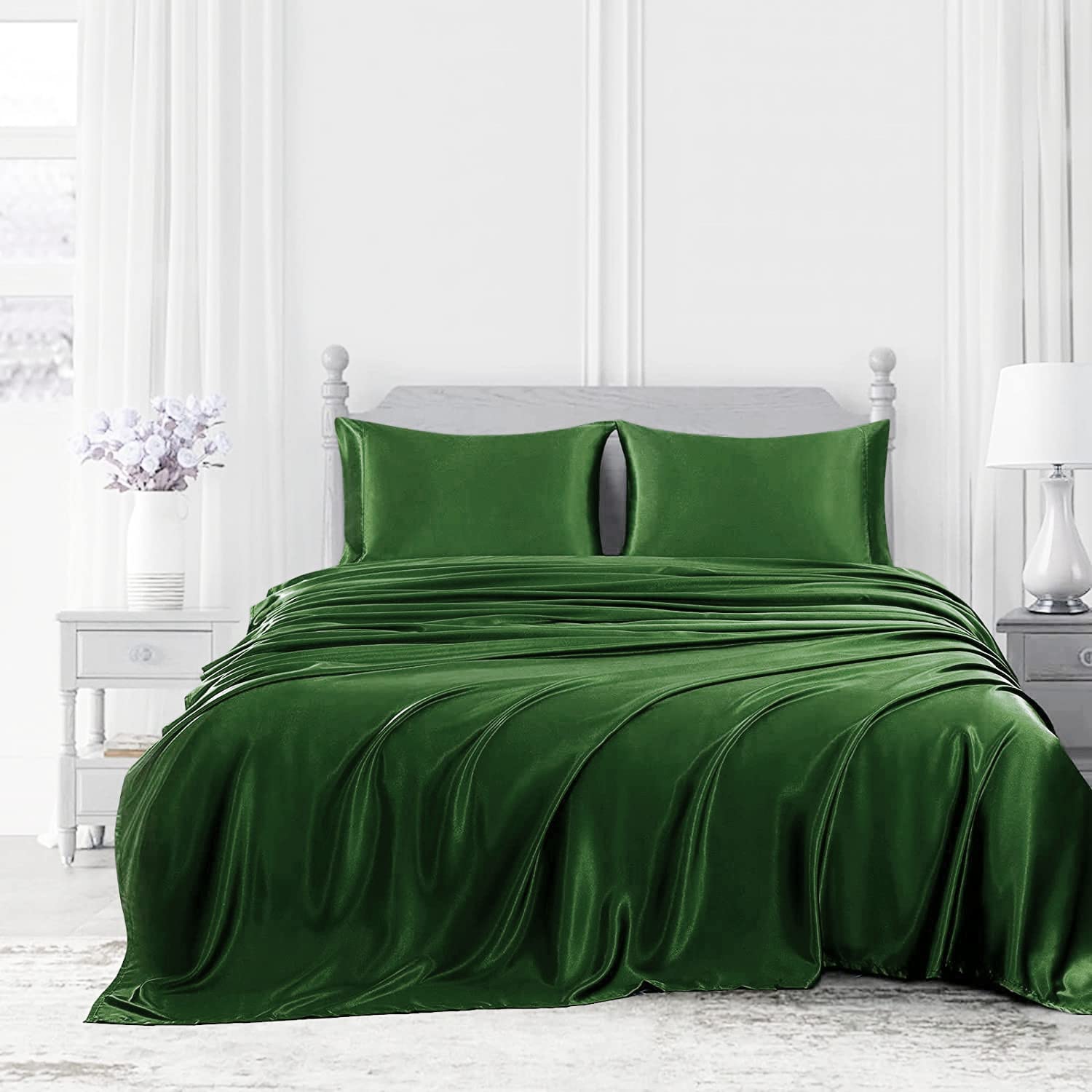 Luxury 7-Piece California King Comforter Set - Satin Bedding Collection (Comforter, Flat Sheet, Fitted Sheet) 19