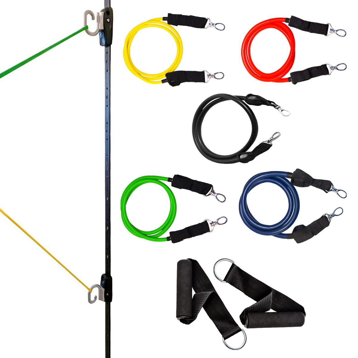 Kinetic Bands Space Saver Gym - Home Workout Resistance Bands Set with Wall Anchor, 2 Rails & 2 Rail Cars | Portable Exercise Equipment for Strength Training, Yoga, and Physical Therapy | Perfect for Small Spaces & Home Gym