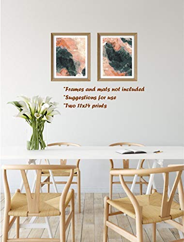 Abstract Art Prints - Modern Contemporary Wall Decor Set of 2 (11x14 Inches) - Unframed Canvas Posters for Living Room, Bedroom & Office Decor