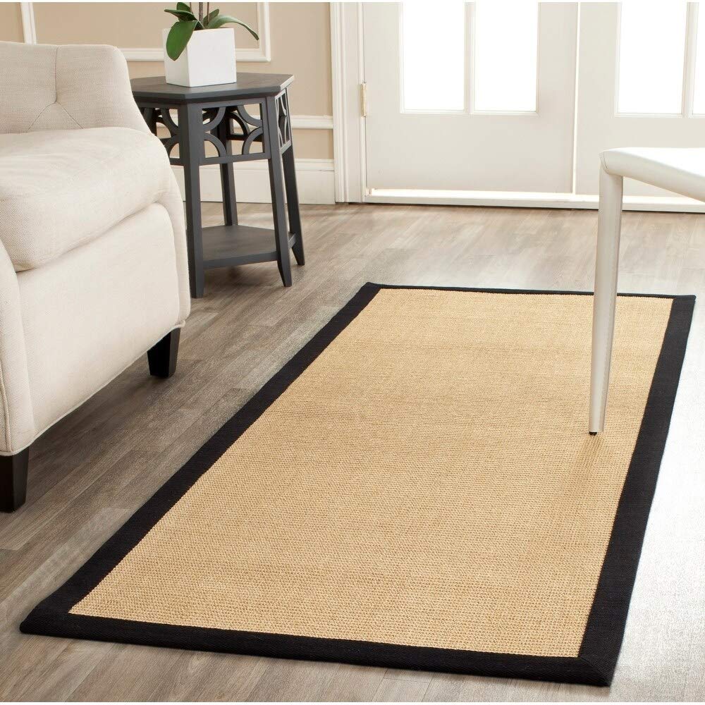 SAFAVIEH Natural Fiber Collection Area Rug - 6' Square, Maize & Wheat, Border Sisal Design, Easy Care, Non-Slip - Perfect for Living Room, Bedroom, Dining Room & High Traffic Areas (NF441K)