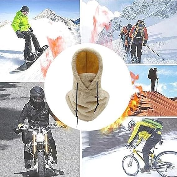 Moonycozy Sherpa Hood Ski Mask - Adjustable Winter Face Mask for Men & Women - Warm Fleece Lined Hoodie for Skiing, Snowboarding & Outdoor Activities