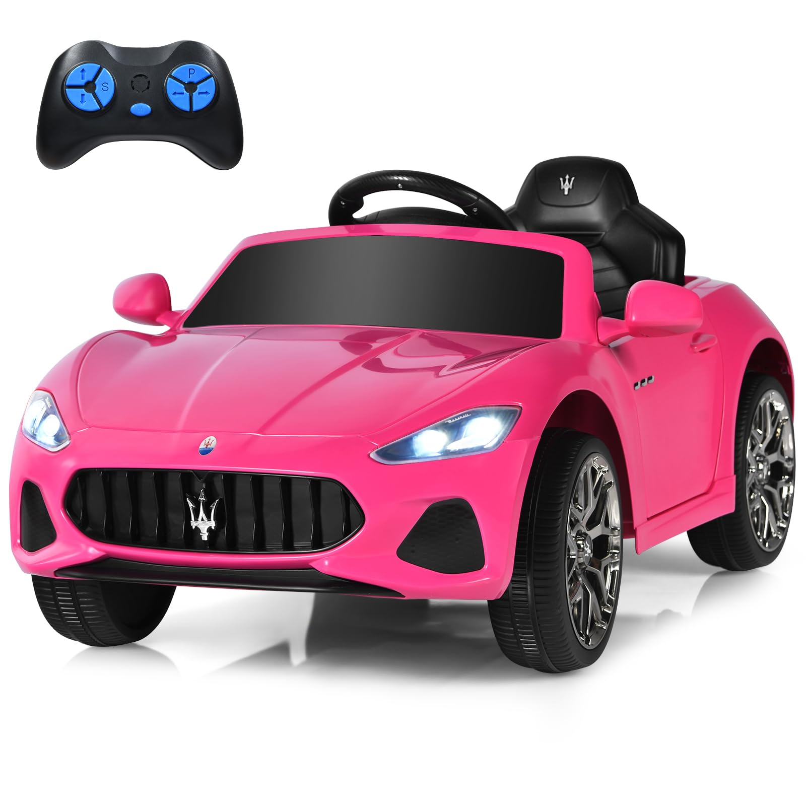 **Costzon 12V Pink Maserati Ghibli Ride-On Car for Kids – Remote & Manual Control, LED Lights, MP3 Player – Electric Toy Car Gift for Boys & Girls (Birthday, Outdoor Play, Indoor Fun)**