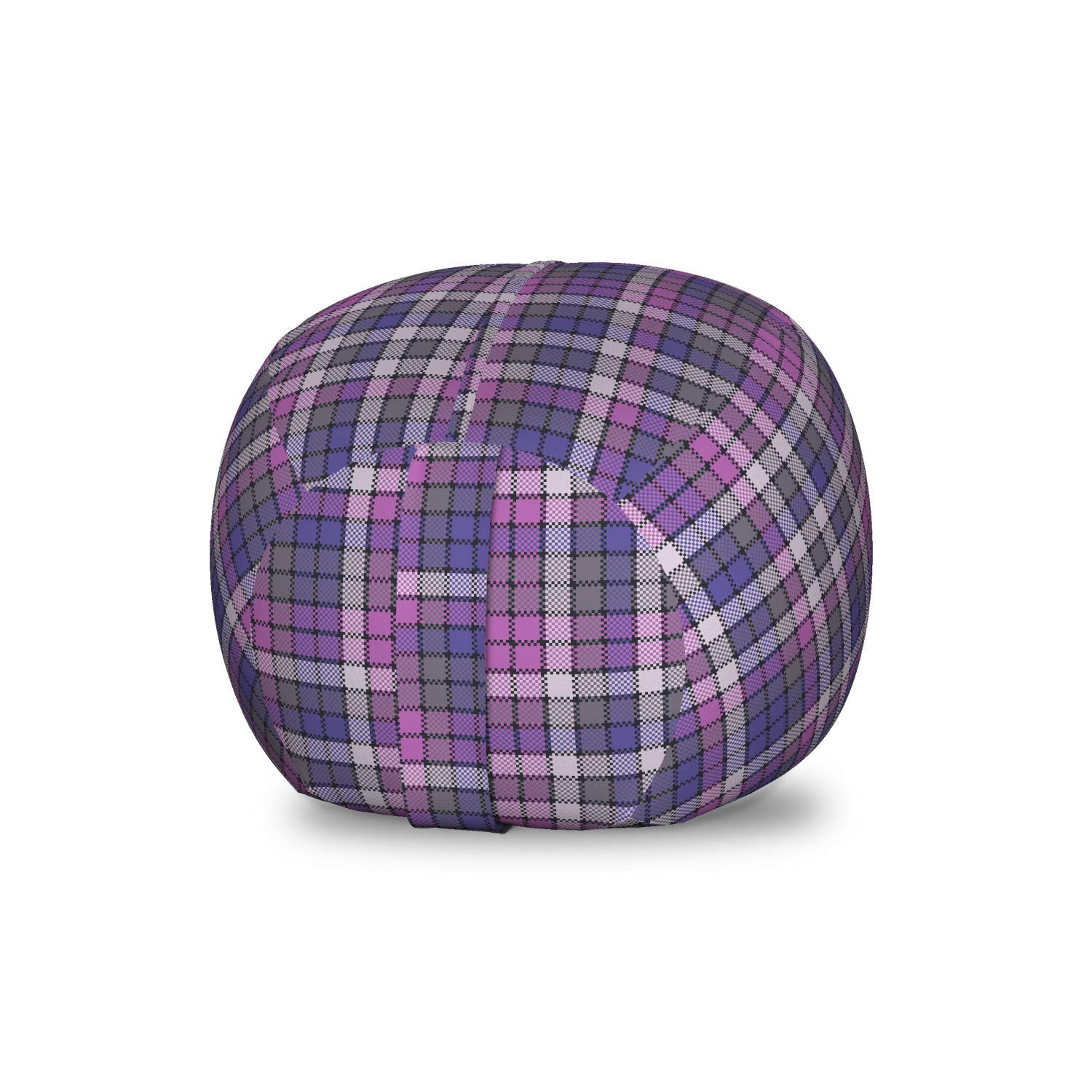 Ambesonne Plaid Storage Toy Bag Chair - Checkered Design Stuffed Animal Organizer, Washable Small Size in Violet Blue & Pale Fuchsia | Kids Room Decor, Playroom Storage, Nursery Organization