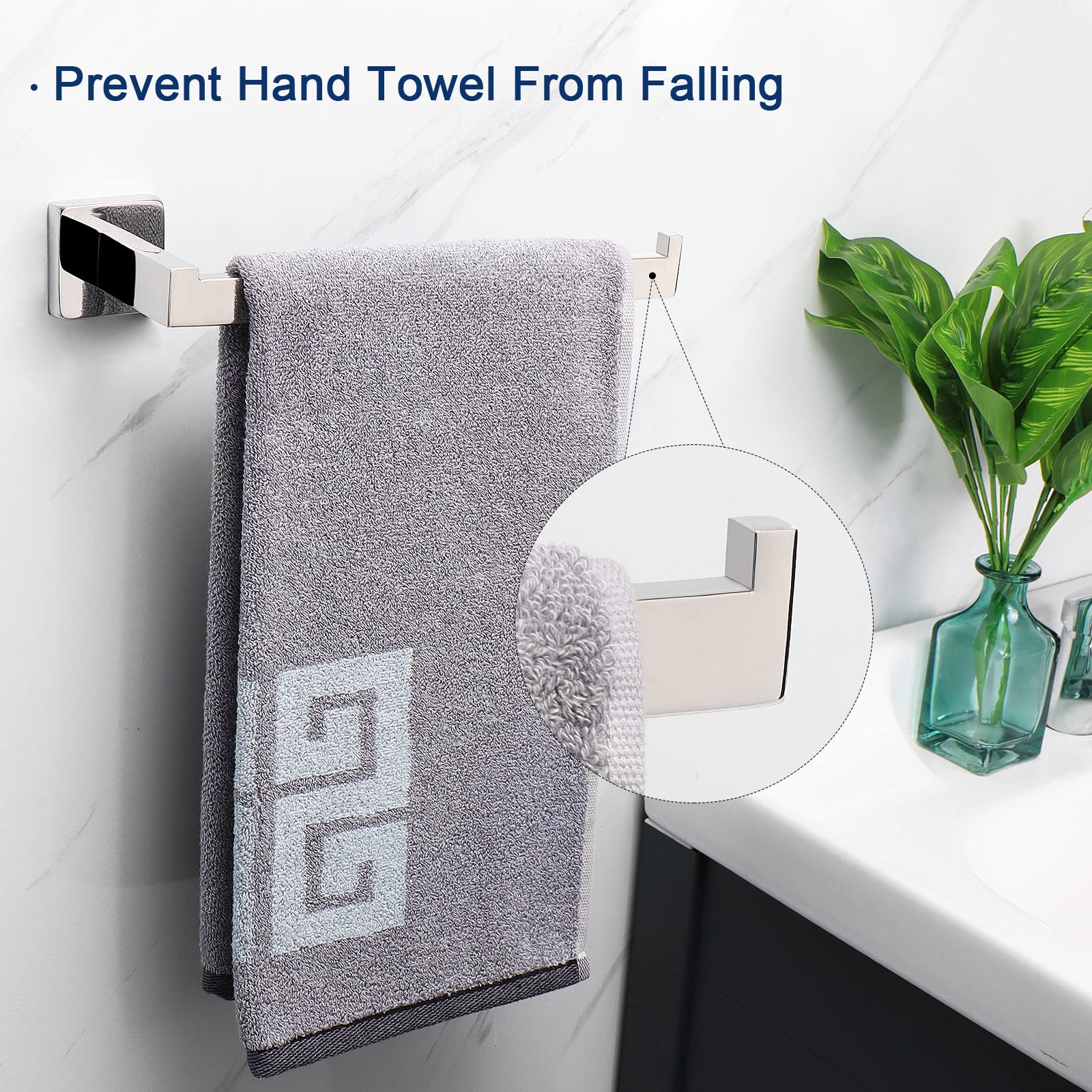 Premium SUS304 Stainless Steel Square Hand Towel Holder & Toilet Paper Holder Set - Rustproof Wall Mounted Bathroom Accessories for Kitchen, Washroom (Chrome Finish) - Perfect for Modern Home Decor & Space Saving Storage