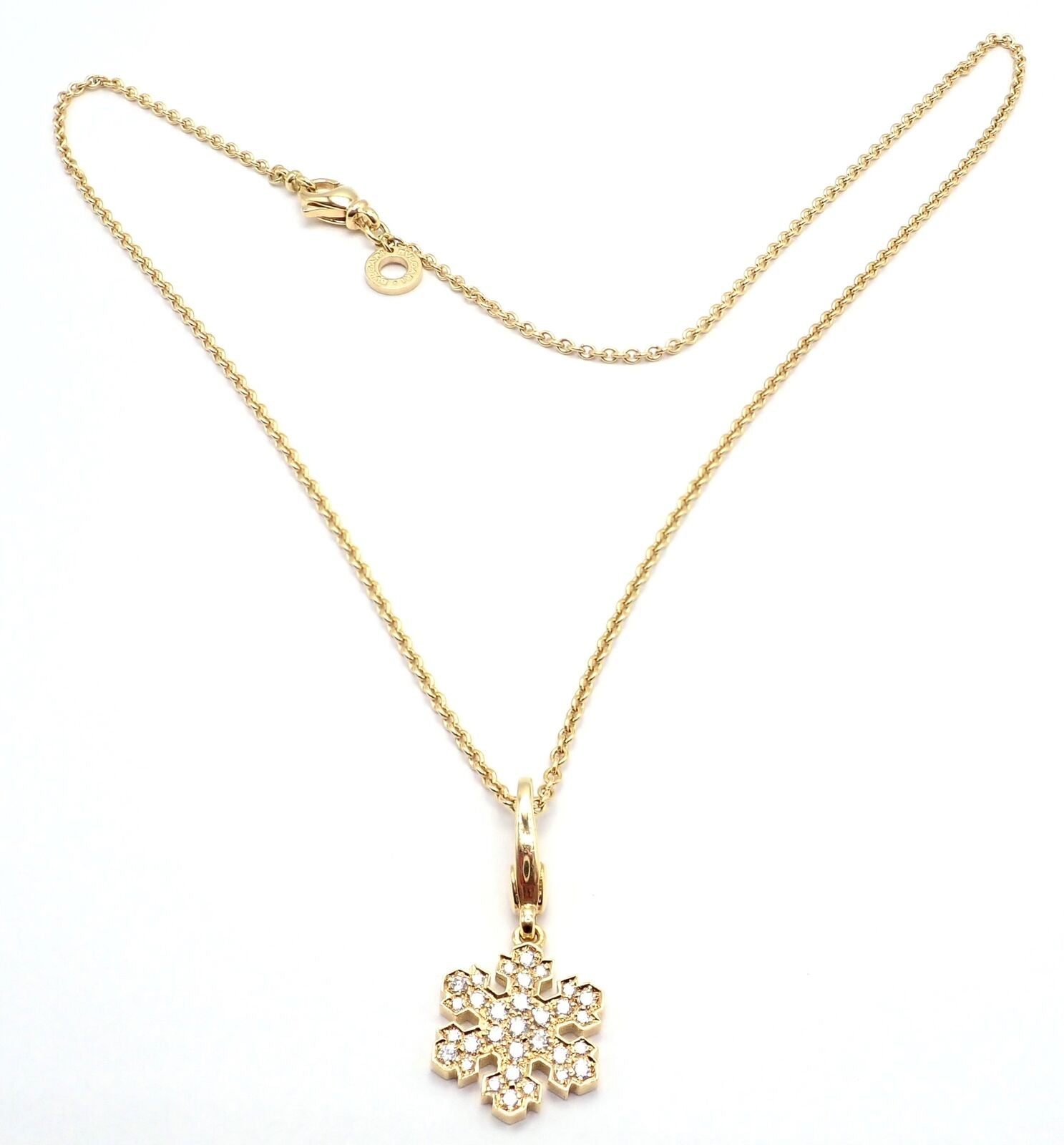 Bulgari Bvlgari Fiocco De Neve Snowflake 18k Gold Diamond Pendant Necklace - Luxury Italian Jewelry for Women, Perfect for Christmas Gifts & Special Occasions
