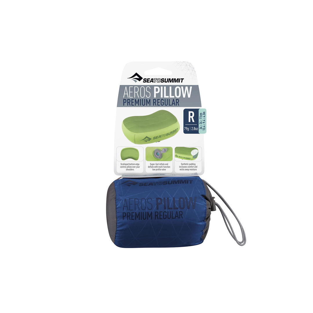 Sea To Summit Aeros Premium Inflatable Camping Pillow - Lightweight & Compact Travel Pillow for Backpacking, Hiking & Outdoor Adventures - Perfect for Camping, Backpacking & Travel