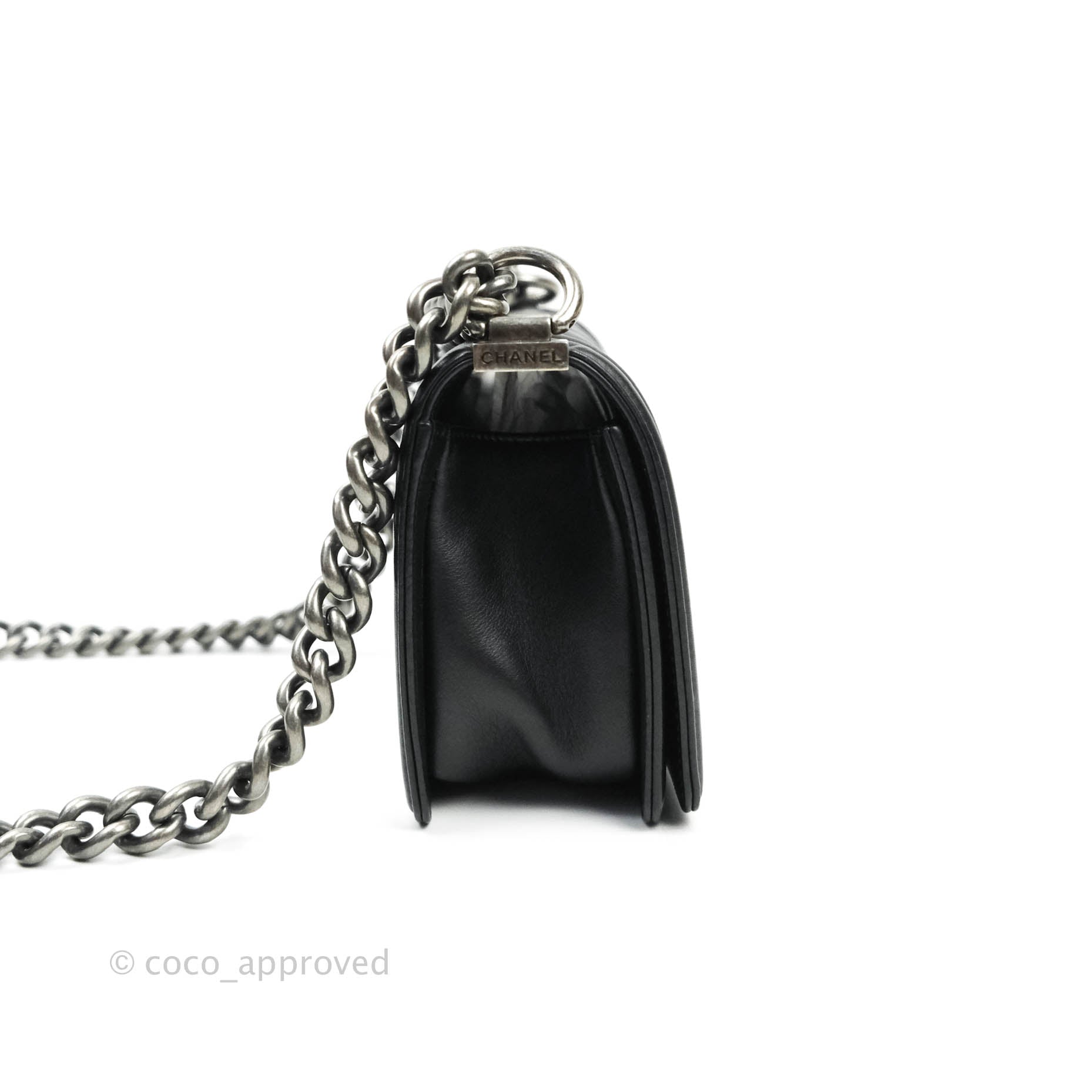 Chanel Boy Small Handbag Black Calfskin Leather Ruthenium Hardware - Luxury Crossbody Bag for Women, Perfect for Evening Parties & Date Nights