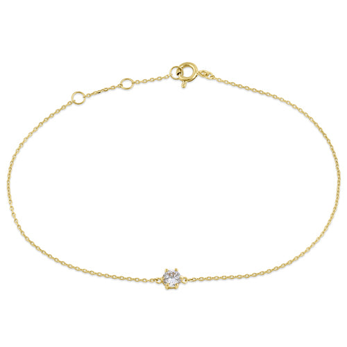 14K Solid Yellow Gold Round Cubic Zirconia Bracelet for Women - Elegant CZ Tennis Bracelet for Everyday Wear & Special Occasions