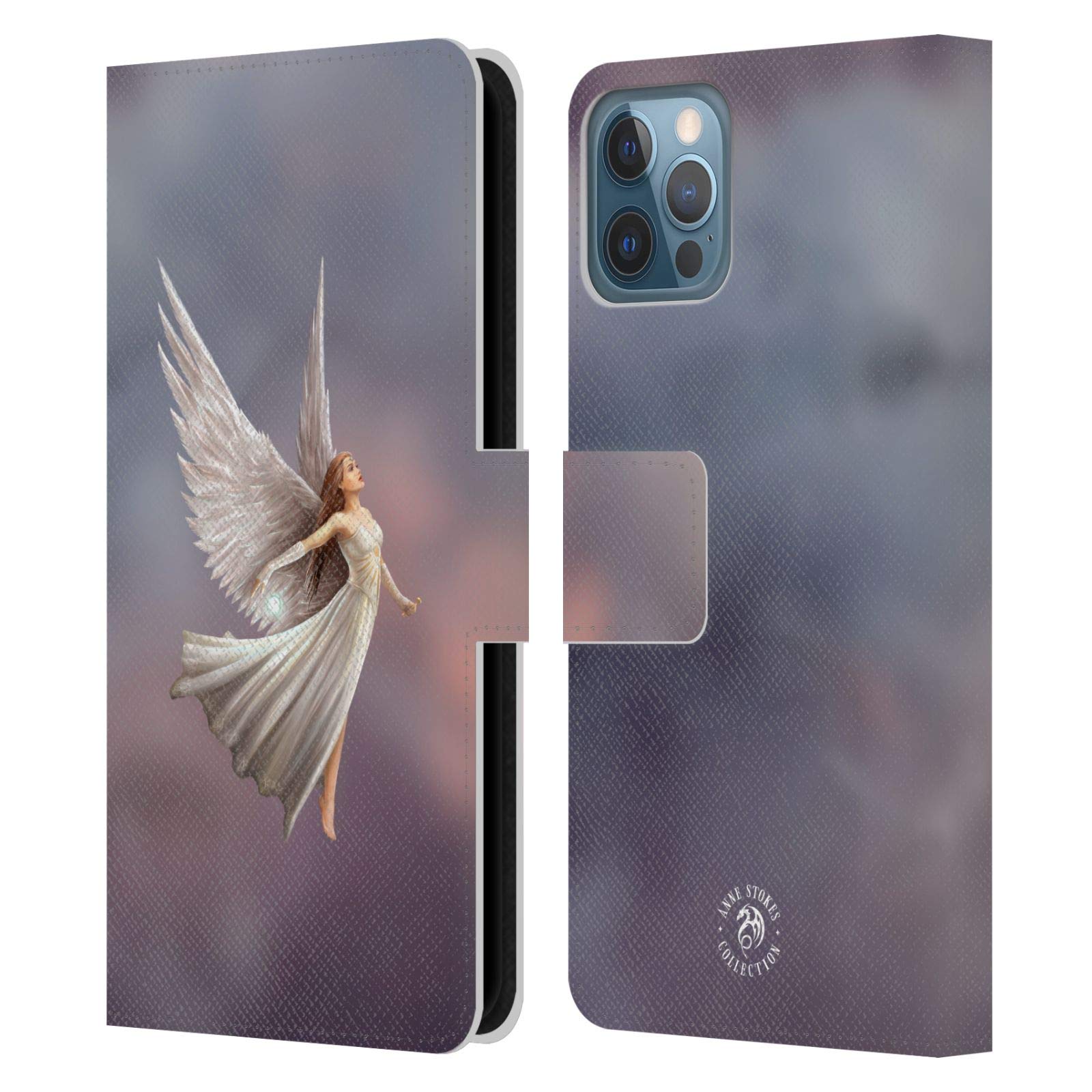 Officially Licensed Anne Stokes Ascendance Mermaid & Angels Leather Book Wallet Case for iPhone 12/12 Pro - Stylish Protective Cover with Card Slots | Perfect for Everyday Use, Travel & Gift Giving