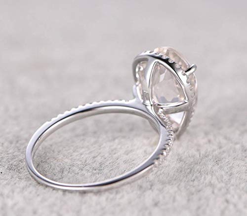 1.5Ct Morganite Diamond Halo Ring 18K Gold Plated for Engagement & Wedding