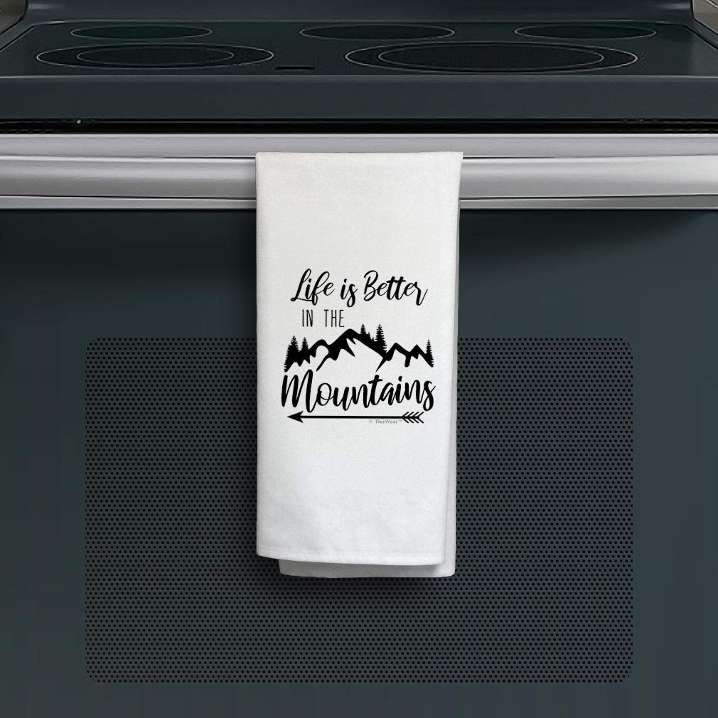 Mountain Themed Tea Towel - Housewarming & Kitchen Gift for Decor