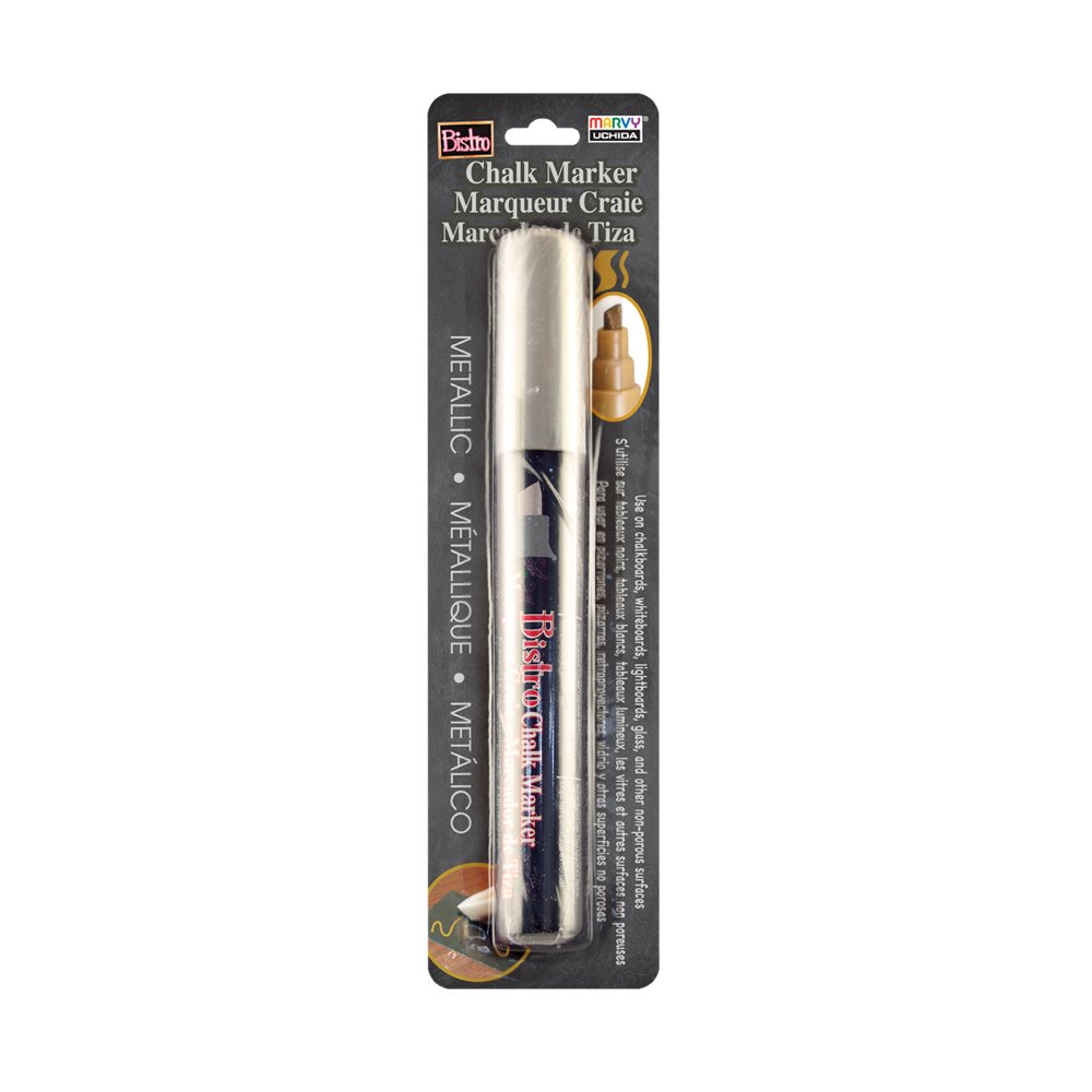 UCHIDA Silver Metallic Chalk Marker - Non-Toxic, Dust-Free Art Supplies for Whiteboards, Glass & Chalkboards - Perfect for Restaurants, Classrooms & DIY Crafts