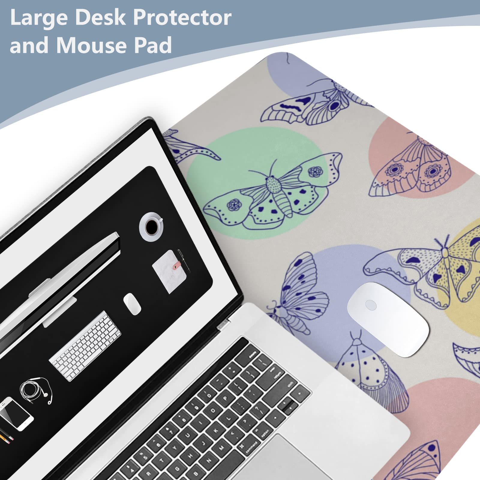 Premium Dual-Sided Leather Desk Mat - Waterproof Large Mouse Pad & Writing Surface (16.5