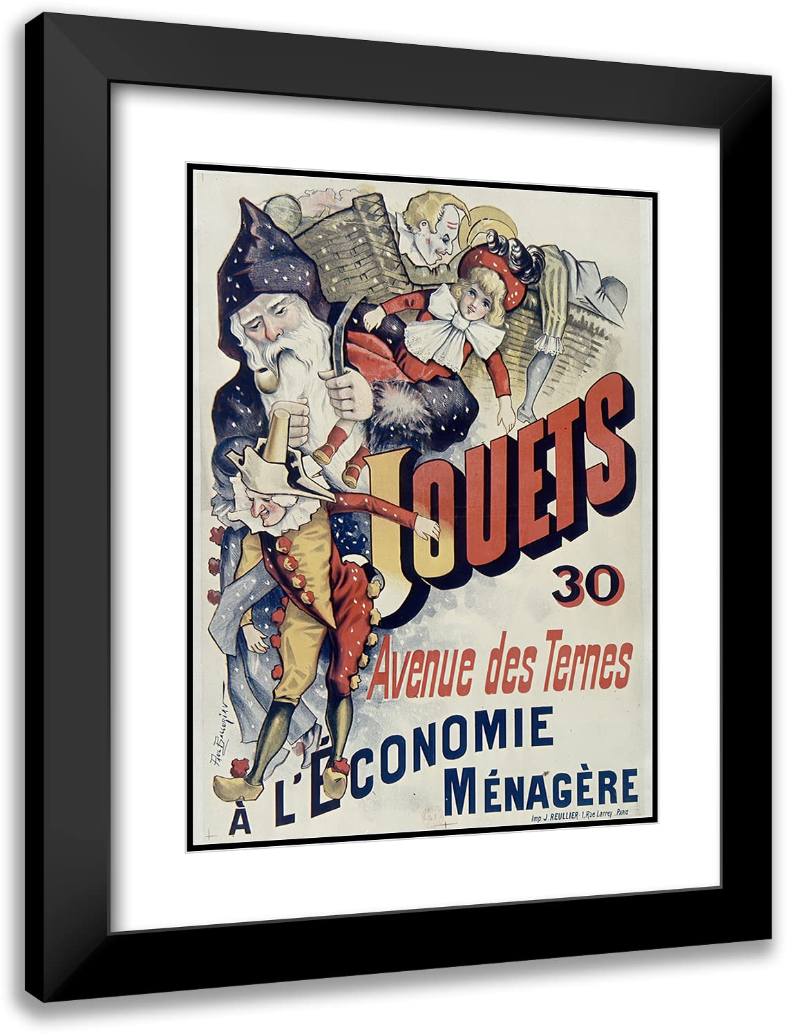 Paul Balluriau 19x24 Inch Black Modern Frame with Double Matted Museum Art Print - Toys, 30 Avenue Des Ternes (1895) | Vintage Home Decor, Wall Art for Living Room & Office