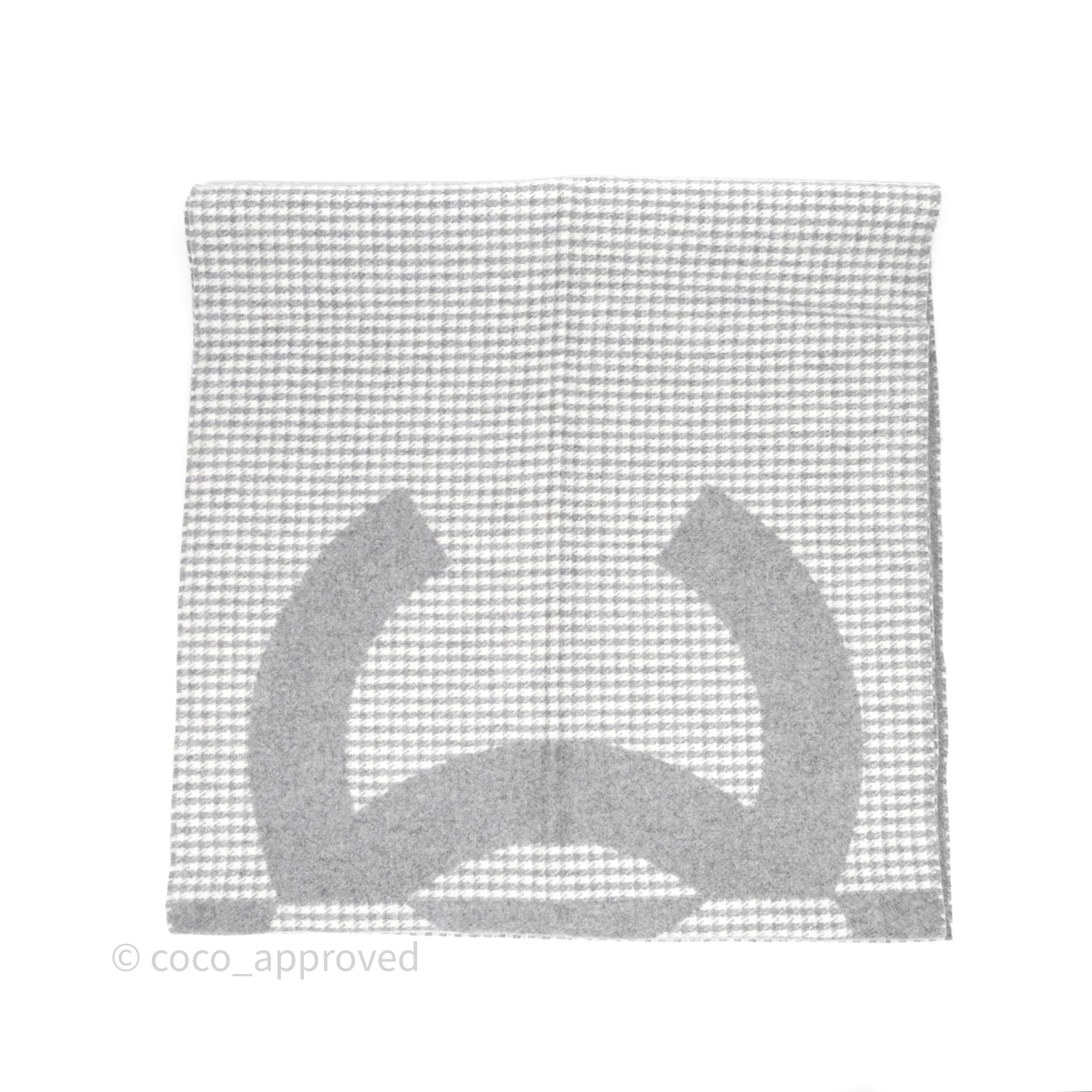 Chanel CC Reversible Cashmere Scarf - Grey & White 23B Collection | Luxury Winter Fashion Accessory for Women | Perfect for Gifts, Parties & Cold Weather