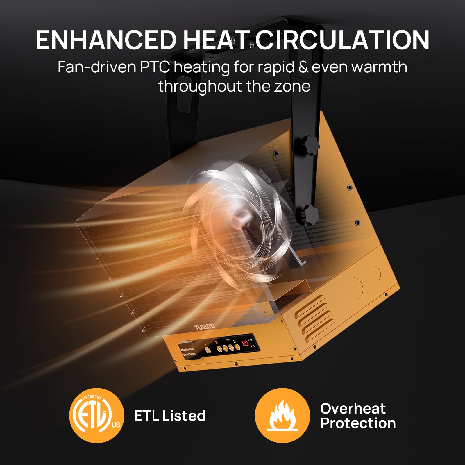TURBRO 15,000W Smart Electric Garage Heater - 240V Hardwired WiFi Shop Heater with Remote Control, Thermostat & 12-Hour Timer | Overheat Protection, Ceiling/Wall Mount | ETL Certified | Perfect for Large Workshops, Warehouses & Cold Garages