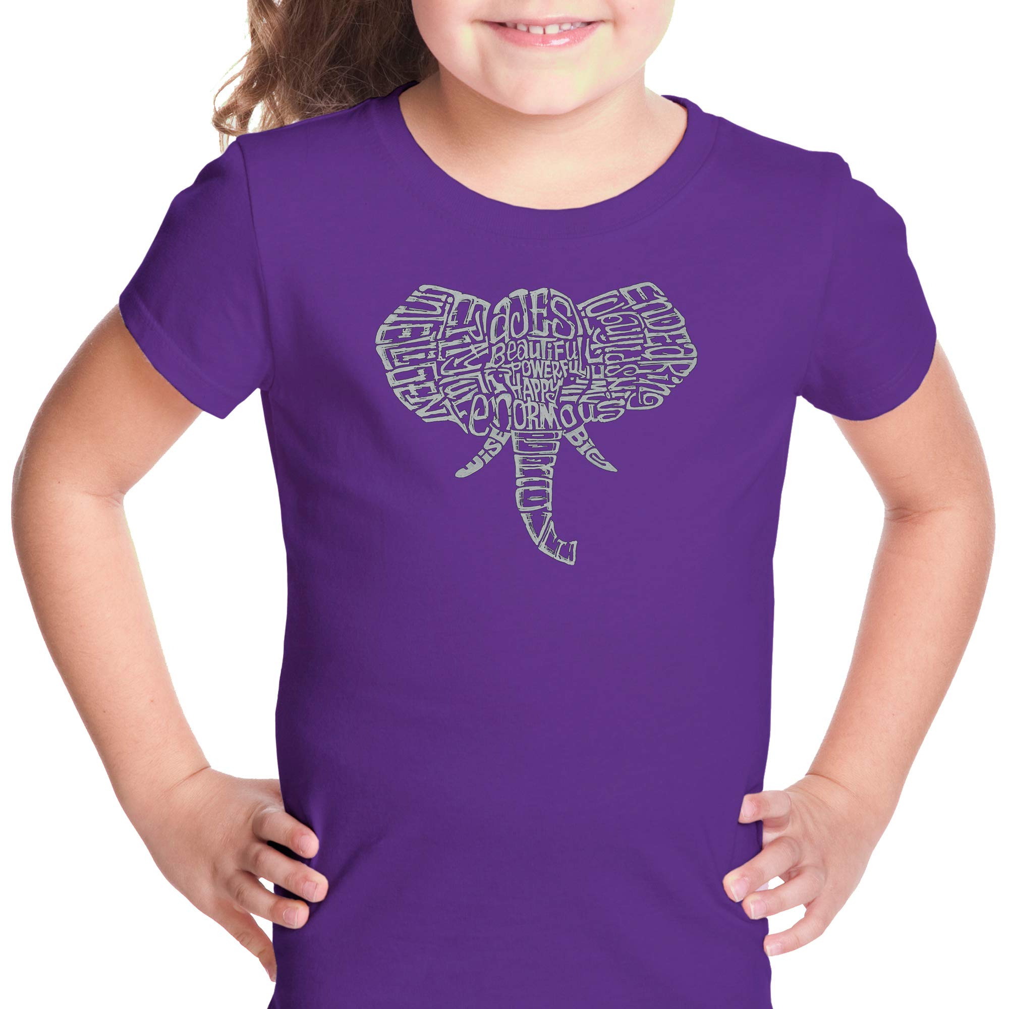 LA POP ART Girl's Word Art Graphic T-Shirt - Trendy Elephant Tusks Design | Perfect for Casual Wear, School Outfits & Teen Fashion
