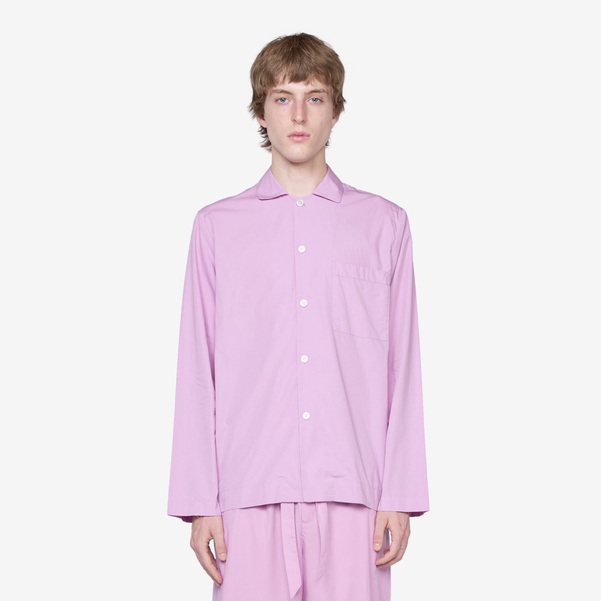 Premium Cotton Poplin Pajama Shirt for Women - Soft & Breathable Sleepwear in Purple & Pink - Perfect for Nighttime Comfort & Lounge Wear