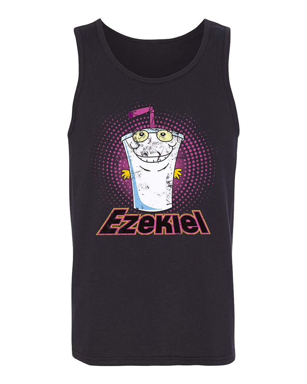 RIVEBELLA Novelty Graphic Tank Top - Ezekiel Aqua Teen Humor T-Shirt for Men | Trendy Casual Wear for Summer, Beach, Parties & Gifts