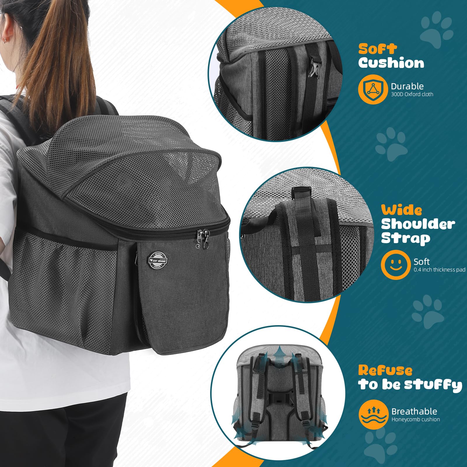 Dog Bike Basket Carrier - Breathable Mesh Window Pet Basket for Bikes | Front & Rear Mount Cat & Dog Carrier | Perfect for Cycling, Commuting & Outdoor Adventures