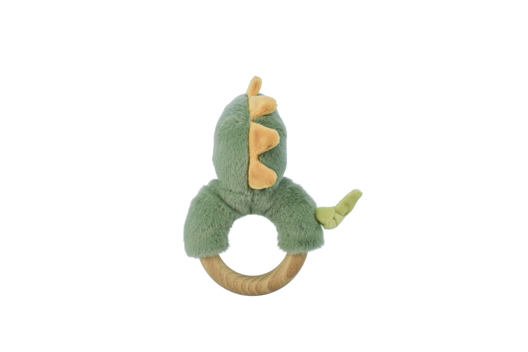 Snuggle Buddy Minty Dinosaur Wooden Ring Rattle - Baby Teething Toy & Sensory Learning Gift for Newborns & Toddlers - Perfect for Playtime, Nursery Decor & Baby Shower Presents
