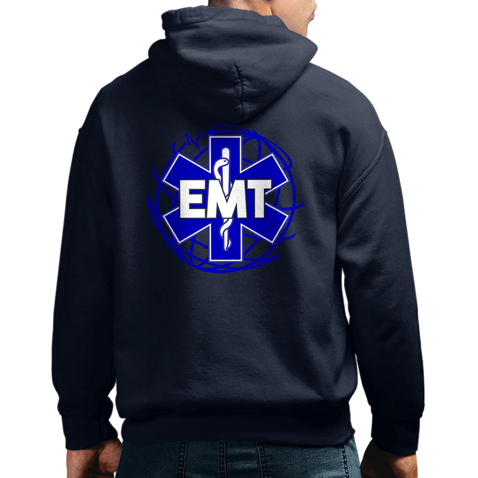Distressed Emergency Medical Technician (EMT) Heartbeat Hooded Sweatshirt - Comfortable Pullover Hoodie for EMTs, Paramedics & First Responders | Perfect for Work, Casual Wear & Medical Appreciation Gifts