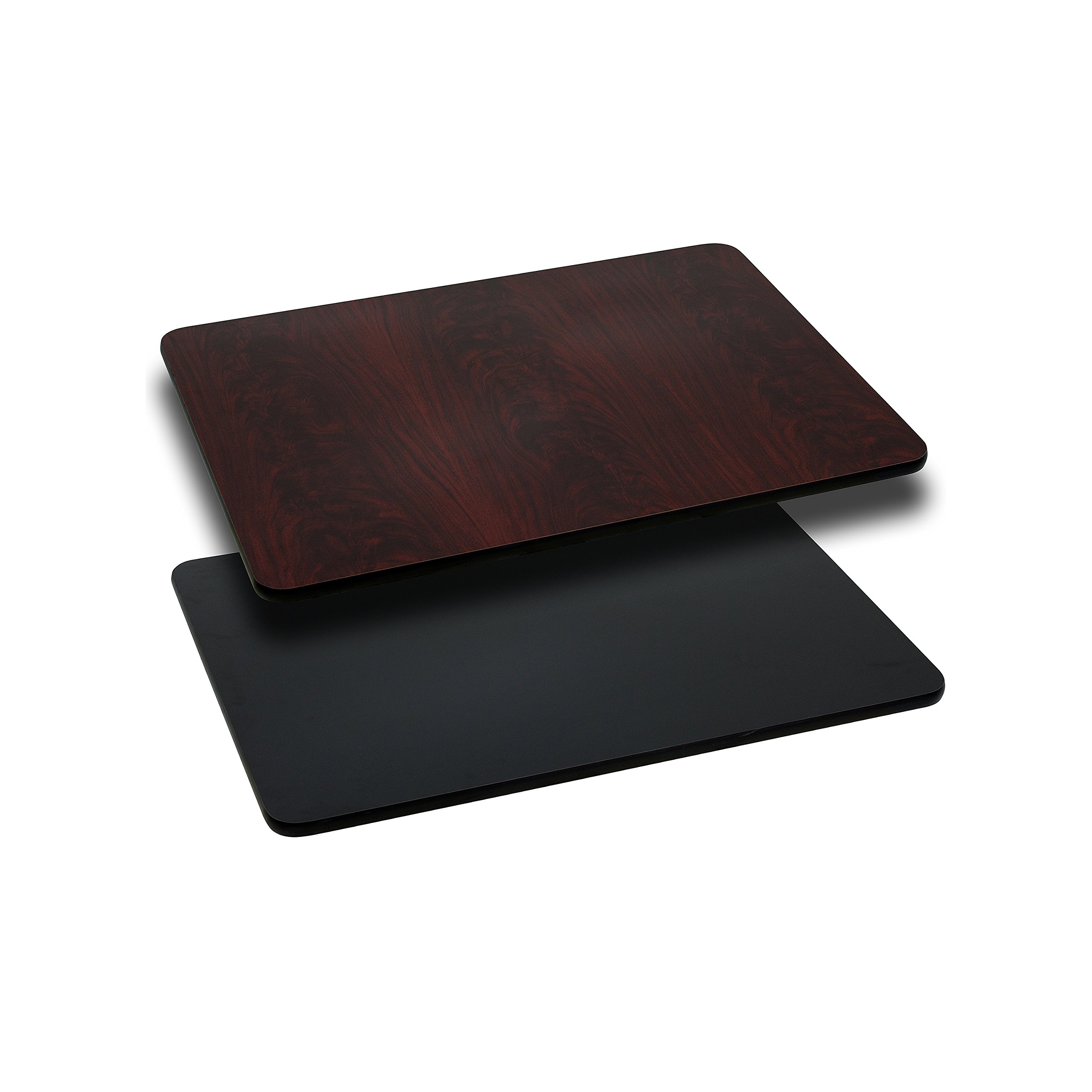 EMMA + OLIVER 24x30 Inch Rectangular Reversible Laminate Table Top - Black & Mahogany Dual-Tone Finish - Perfect for Office, Dining Room, or Conference Table Use