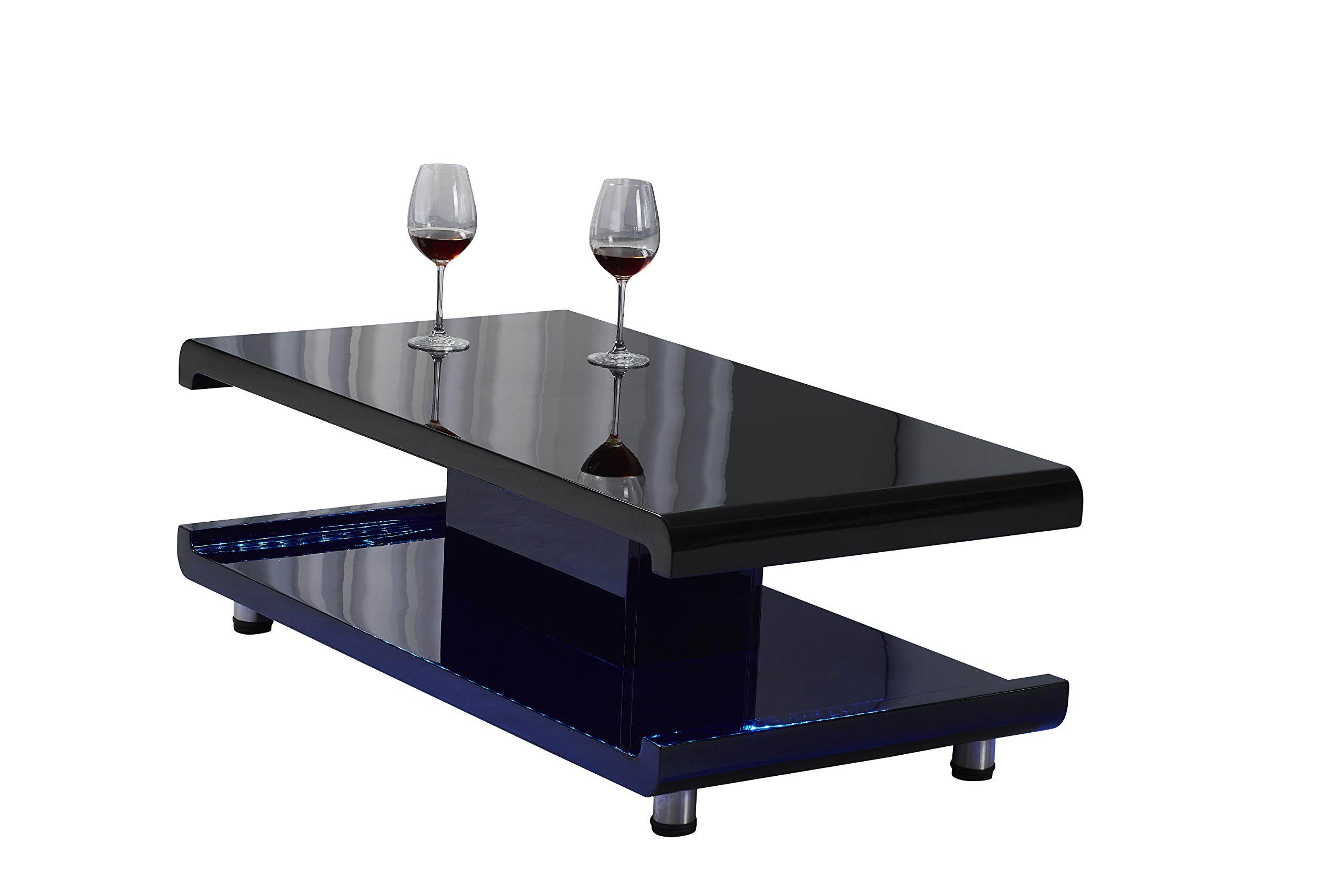 Artiva USA LA CASA II Modern European Style Coffee Table with Remote Control Multi-Color LED Lighting - Perfect for Living Room, Lounge & Home Decor