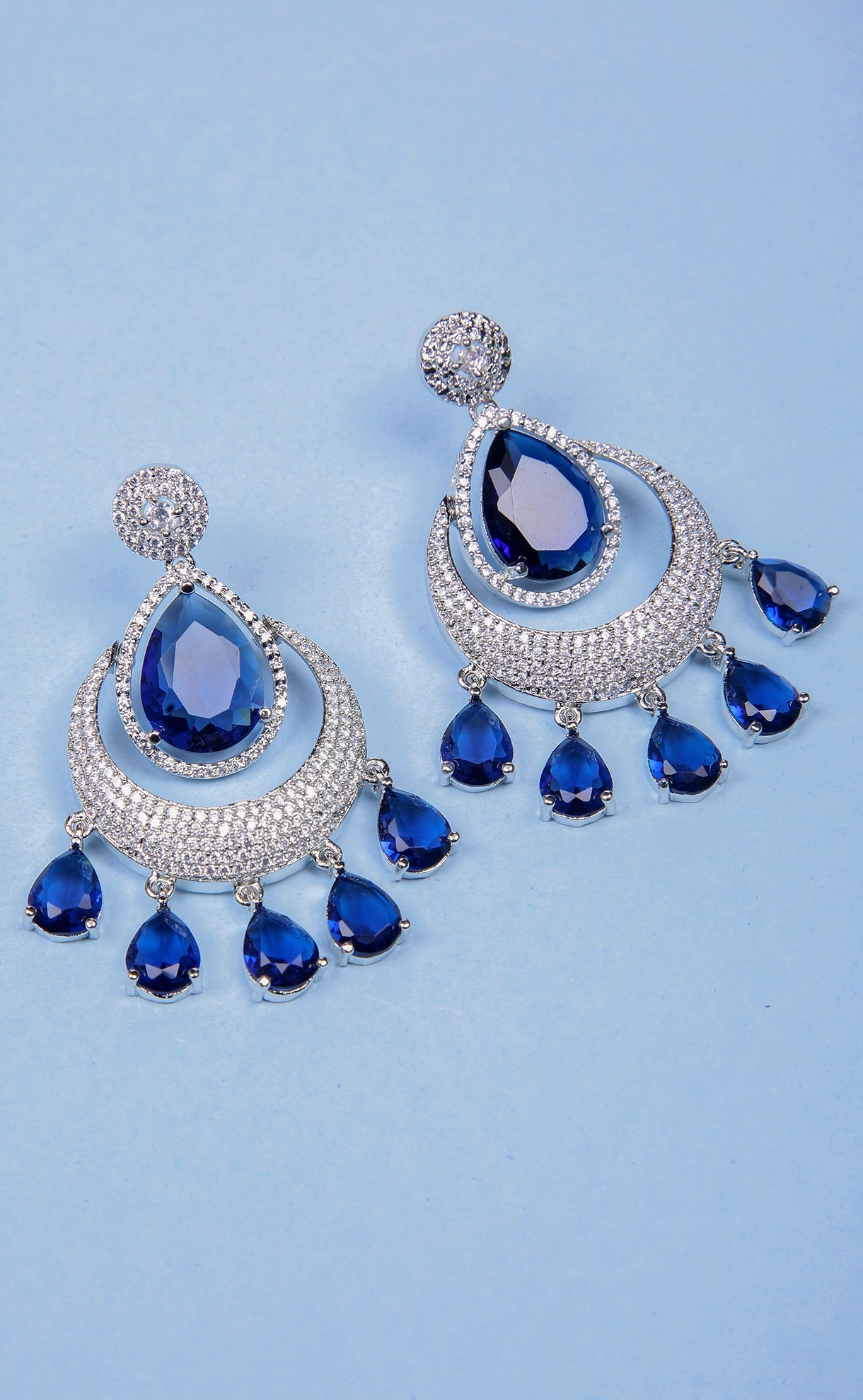American Diamond Designer Earrings with Genuine Stones (E967) - Perfect for Weddings, Parties & Special Occasions