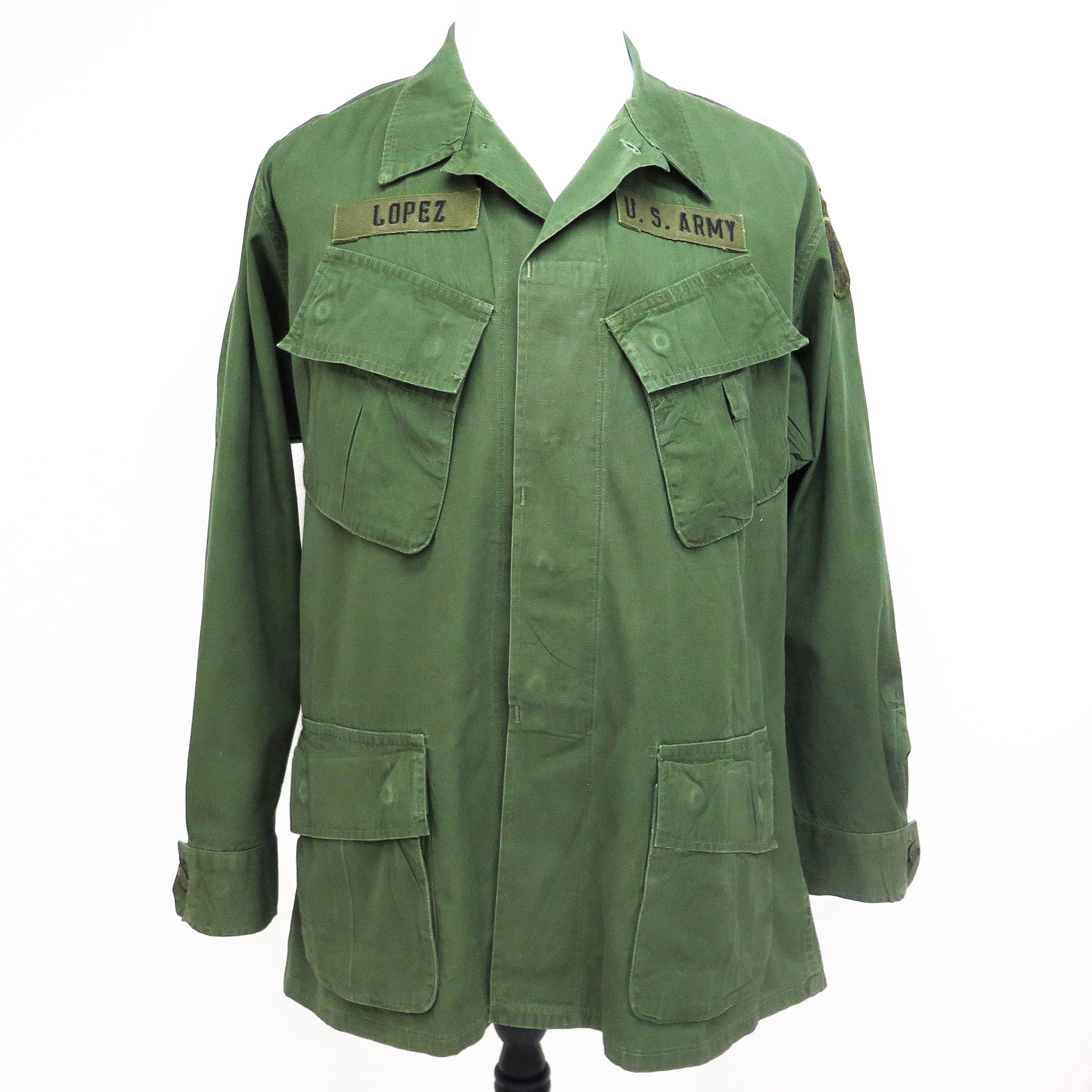 US Army Tropical Combat Jacket 4th Pattern 1968 Vietnam War Vintage Military Jacket with REC Patch - Size Large Short | Military Reenactment & Collectible