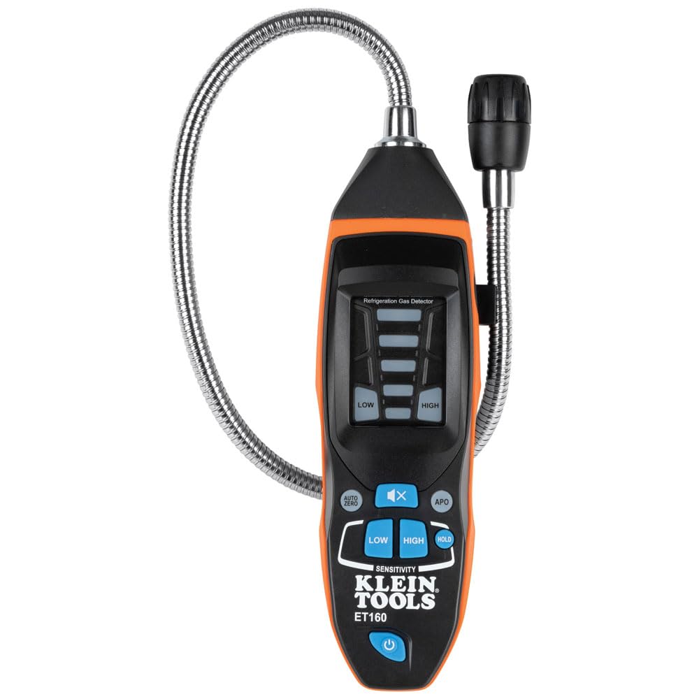 Klein Tools ET160 Refrigerant Gas Leak Detector - CFC, HFC, HCFC & Blends Detection (100 PPM Sensitivity) | HVAC, AC Repair & Automotive Maintenance Tool