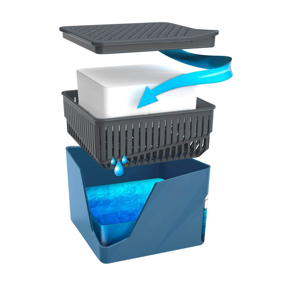 500g Blue Refillable Dehumidifier Cube - Moisture Absorber for Closets, Bathrooms & Basements | Reusable & Eco-Friendly