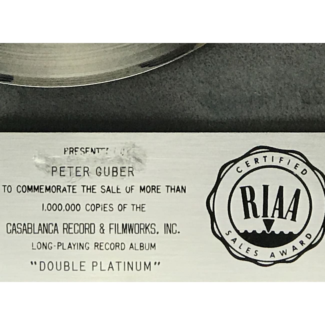 KISS Double Platinum RIAA Certified LP Award - Perfect for Music Collectors, Fan Gifts & Rock Memorabilia Displays