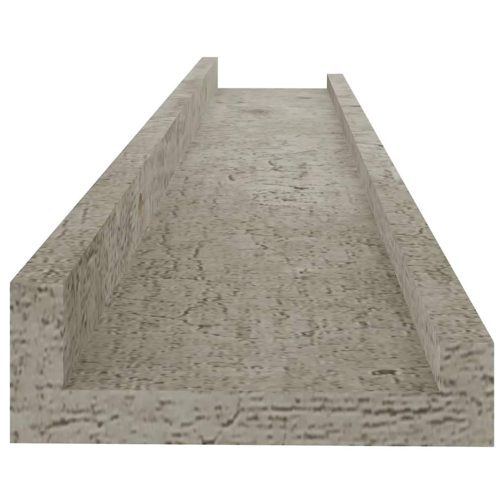 Modern MDF Wall-Mounted Storage Shelves 4-Pack, Space-Saving Concrete Gray Floating Shelves - Perfect for Living Room, Bedroom, Office & Bathroom Organization & Decor