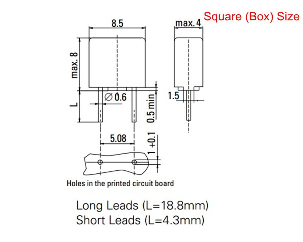 50Pcs 250V T630MA Time Delay Slow Blow Fuses - 8.5x4.0x8.0mm Miniature Radial Box Fuses for LCD TV Repair, Circuit Protection & Electronics Maintenance