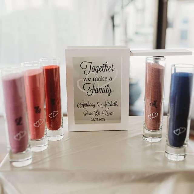 Blended Family Wedding Sand Ceremony Shadow Box Set - Personalized Unity Sand Kit for Weddings with Printed Design & Lid - Alternative to Unity Candle | Perfect for Blended Family Ceremonies, Vow Renewals & Anniversary Gifts