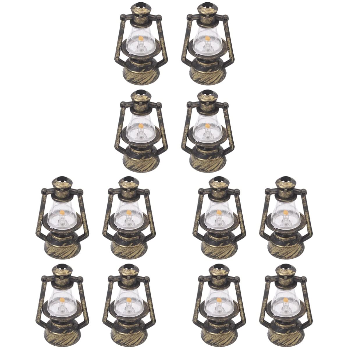 ABOOFAN 12-Piece Miniature Dollhouse Lantern Set - Mini Kerosene Oil Lamps with Realistic Details - Perfect for Dollhouse Decor, Fairy Gardens & Victorian Miniature Displays