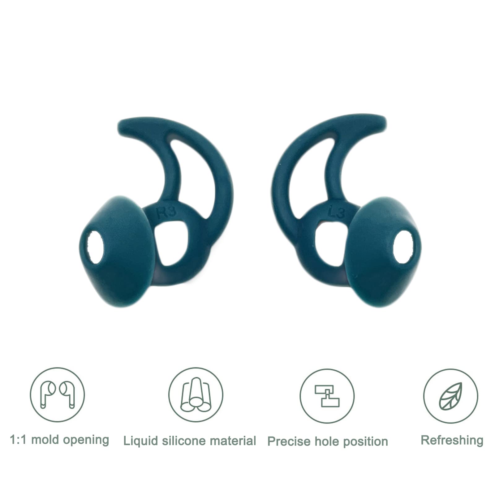 Adhiper 6-Pack Silicone Ear Tips Replacement for Wireless Earbuds - Soft Comfortable Noise Isolating Earbuds for Sports, Running, Gym & Workout - Compatible with Most True Wireless In-Ear Headphones (Blue)