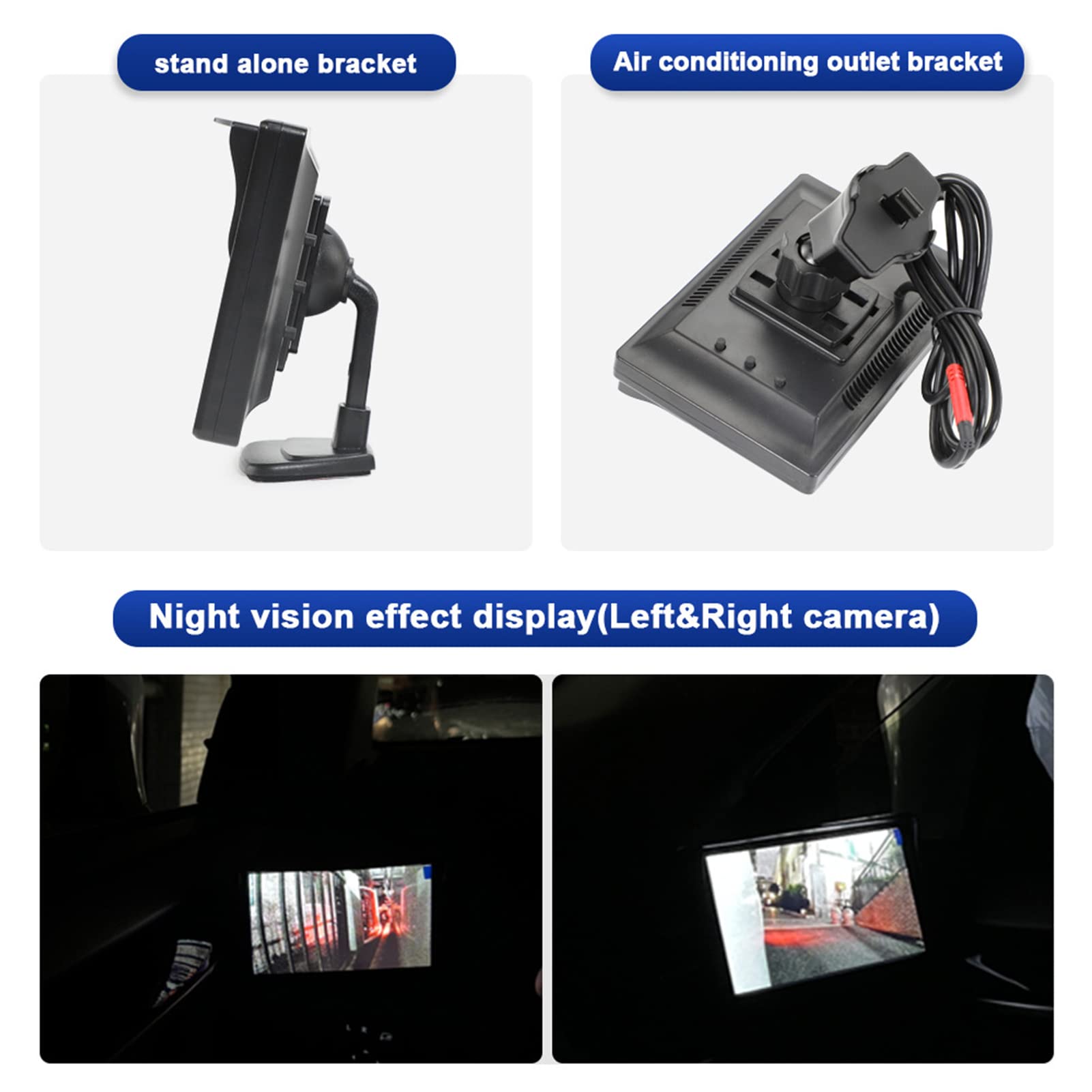 5 Inch TFT LCD Backup Camera System Kit, DC 12V-24V, 87° Horizontal & 62° Vertical Viewing Angle, IP67 Waterproof, Side View Monitor for Cars, Buses, Trucks - Perfect for Parking, Reversing & Blind Spot Safety