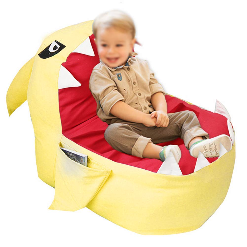 **Shark Plush Bean Bag Chair for Kids - Large Capacity Stuffed Storage Organizer with Zipper for Toys, Pillows, Towels & Clothes - Perfect for Playroom, Bedroom or Reading Nook (Yellow)**
