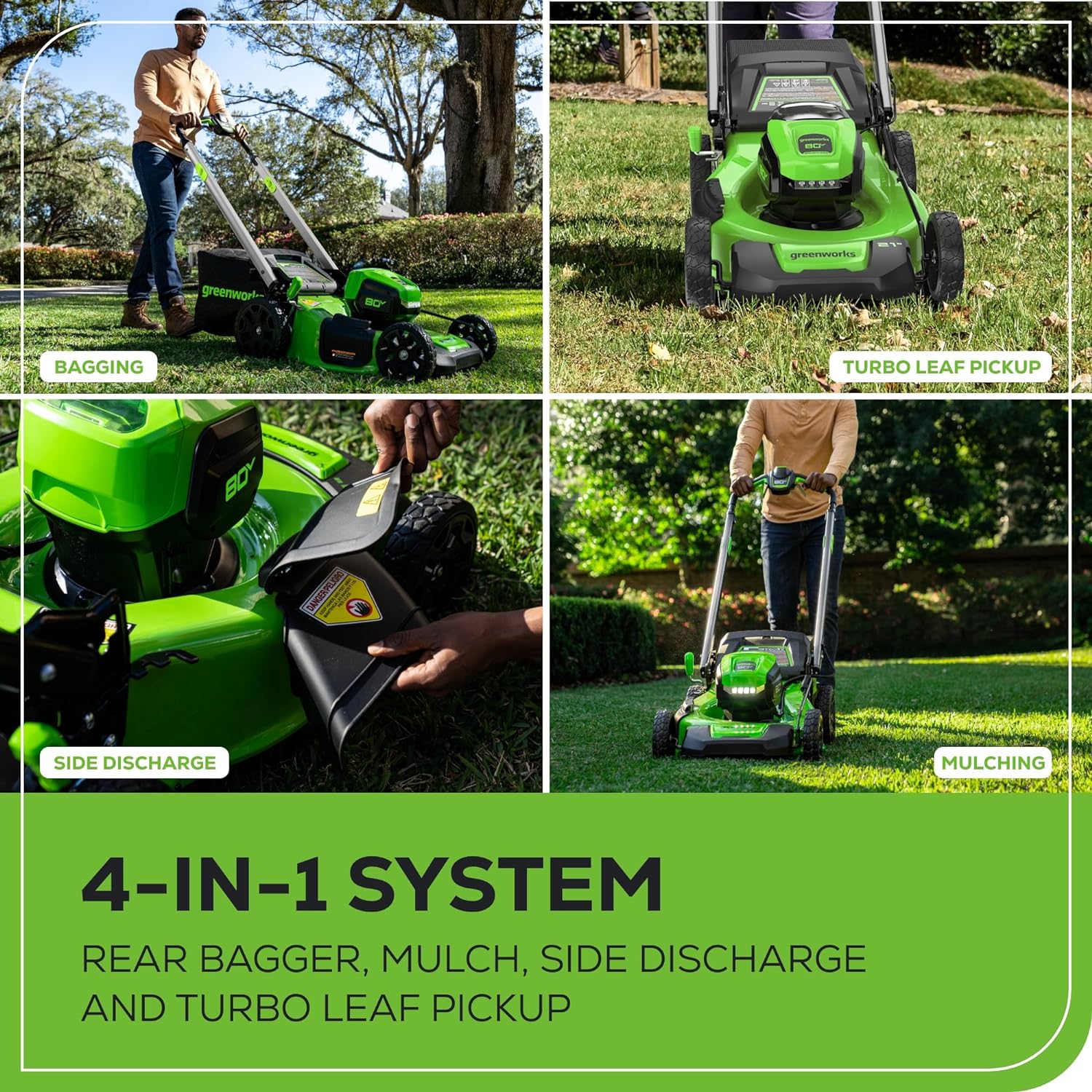 80V 21-Inch Cordless Battery Self-Propelled Lawn Mower - 4-in-1 Mulching/Bagging/Side Discharge/Rear Discharge - Includes 4.0Ah Battery & Fast Charger - Perfect for Large Yards, Landscaping & Professional Lawn Care