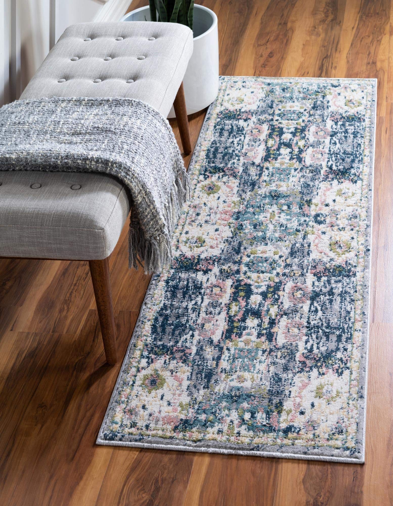 Charleston Collection 10 Ft Ivory Low-Pile Runner Rug - Soft Hallway & Entryway Carpet for Home Decor | Perfect for High Traffic Areas, Living Rooms & Bedrooms