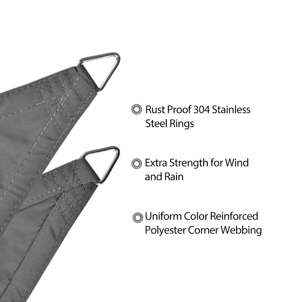 Alion Home 10'x10'x10' Triangle Waterproof Sun Shade Sail - UV Protection Outdoor Canopy in Vibrant Grey | Perfect for Patio, Garden, Poolside & Backyard Shade Solutions