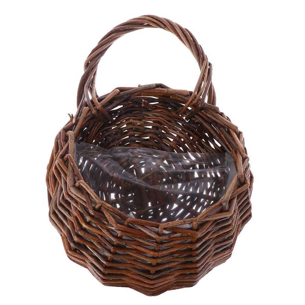 1 Pcs Handmade Wicker Rattan Flower Basket - Natural Willow Woven Hanging Planter for Wall Decor, Indoor/Outdoor Garden, Boho Home Decor - Perfect for Flowers, Plants, Herbs & Farmhouse Style Decorations