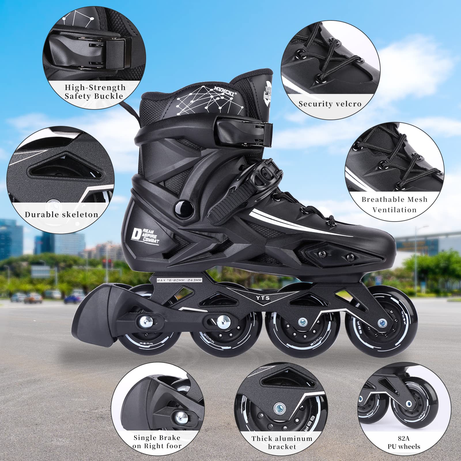 Best Fitness Inline Skates for Adults - 4 Wheel Outdoor Speed Racing Roller Skates for Men & Women - Perfect for Exercise, Commuting & Recreational Skating